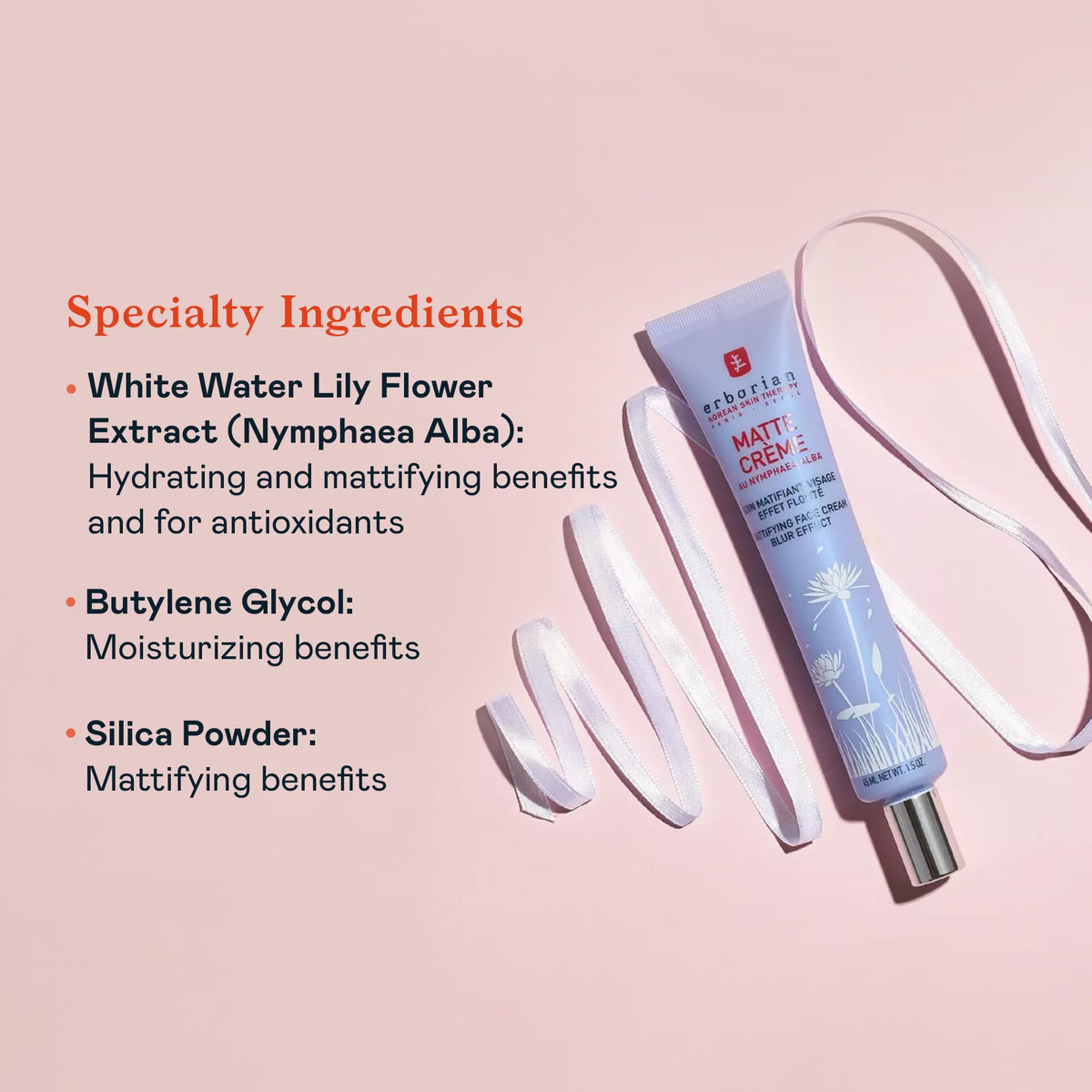 Erborian Matte Face Cream swatch achieving a soft, natural powdery finish.