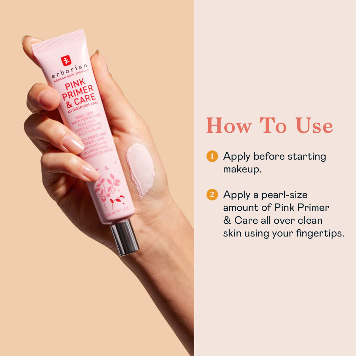 Erborian Pink Primer glow on skin signals dewy finish with lasting hydration.