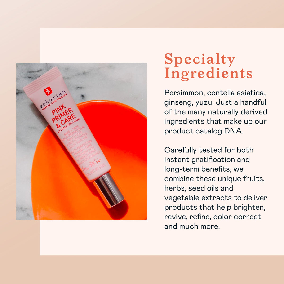 Erborian Pink Primer packaging showcases premium, travel-friendly 0.5 oz size.