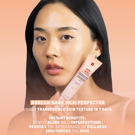Close-up of bare skin application with Skin Hero for a smooth, dewy base.