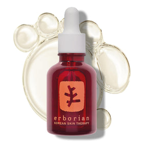 Erborian Skin Therapy bottle shows night oil-serum texture for overnight care.