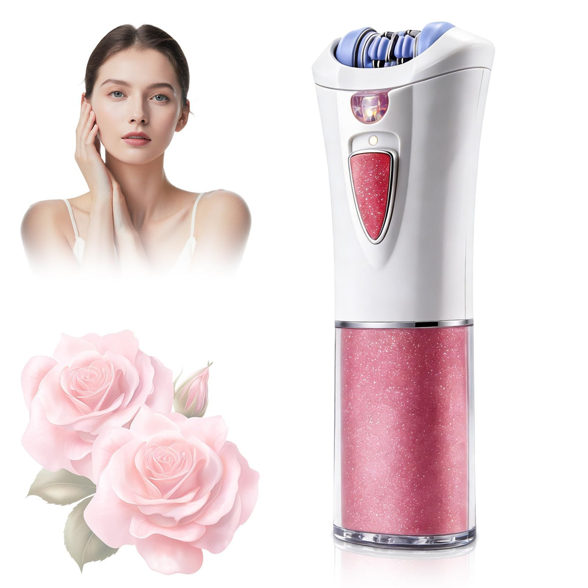 ERDFCV facial epilator with LED light for precise facial hair removal