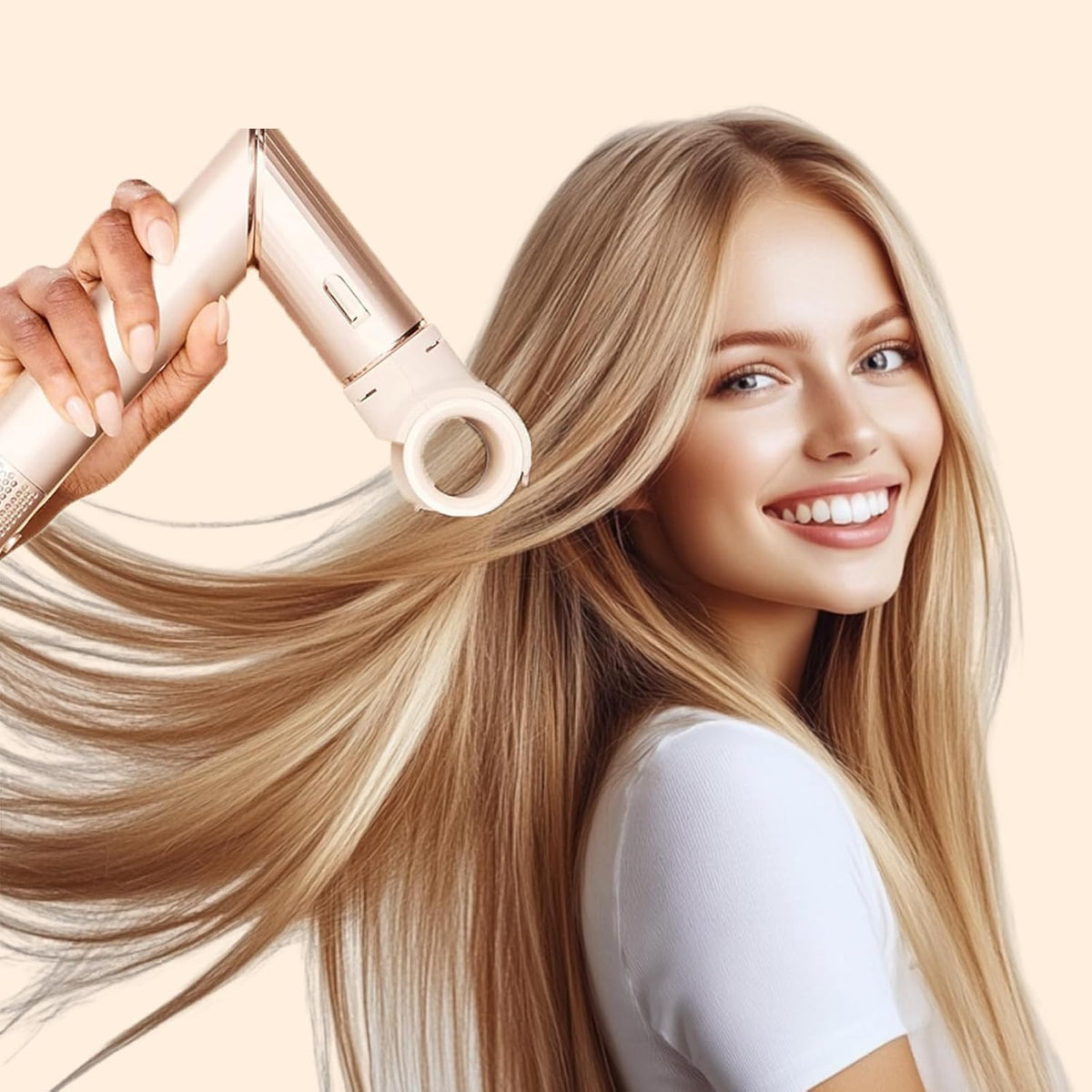 Used after blow-drying to smooth flyaways on straightened hair