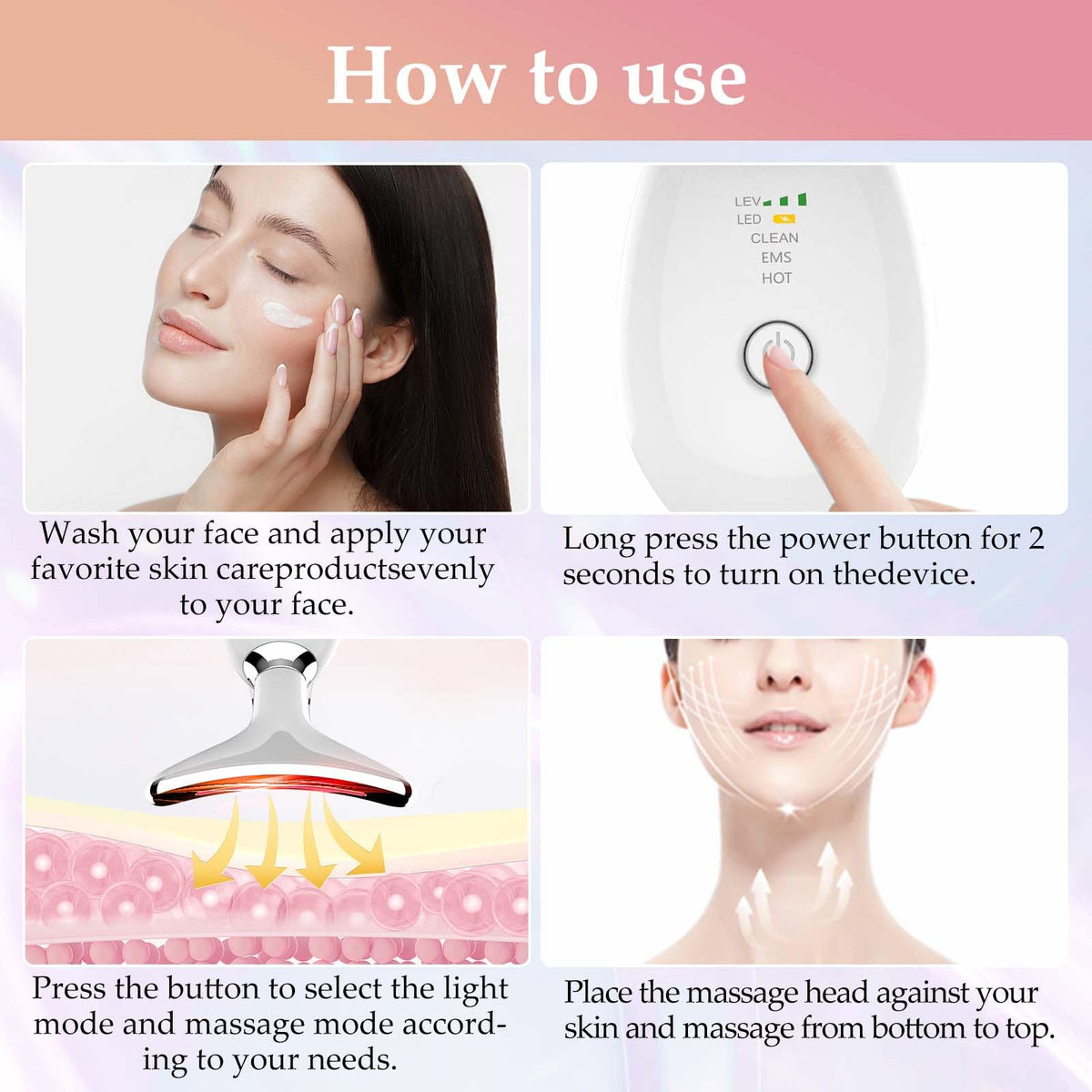 Erdnretl face massager with LED therapy session for a calm routine.