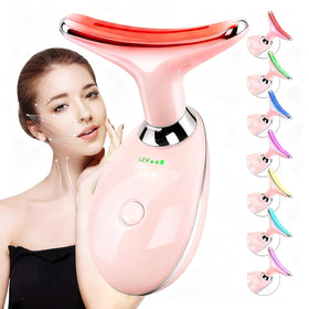 erdnretl red-light facial massager for face and neck with pink finish enhances skin glow
