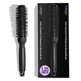 ERGO Ceramic Ionic Round Brush for blowouts, delivering salon-grade shine and smoothness