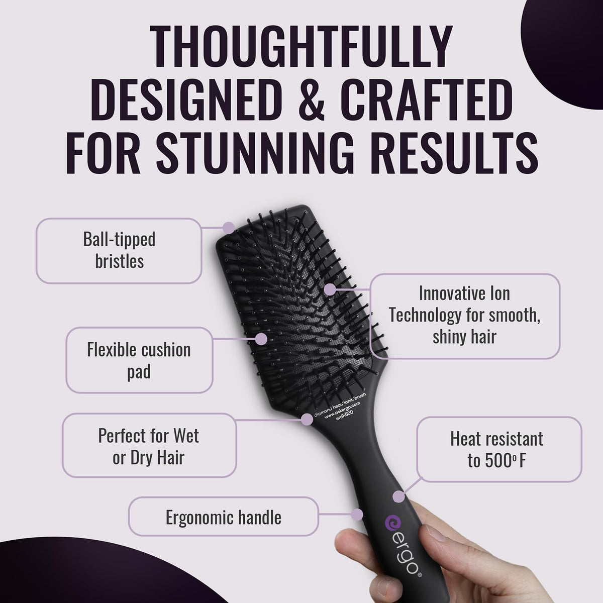 ERGO Mini Ionic Polishing Paddle Brush dry-styling for smooth blow-drying results.
