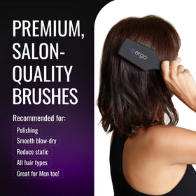 ERGO Mini Ionic Polishing Paddle Brush wet-use demonstrating detangling on damp hair.