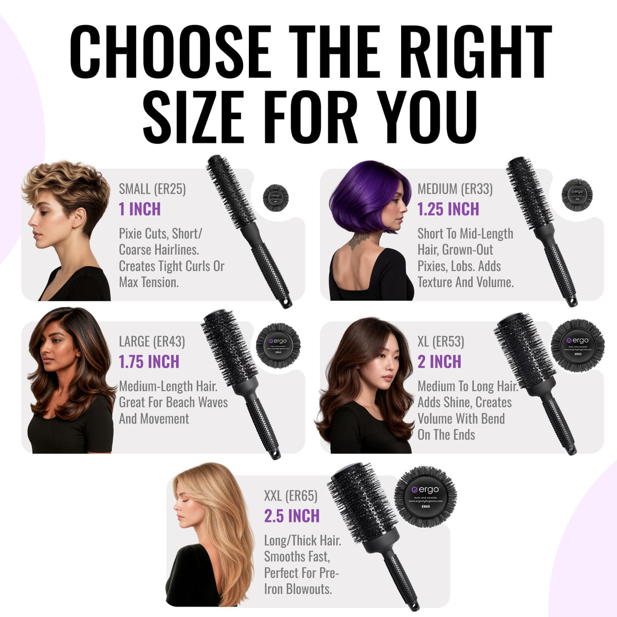ERGO Tourmaline Ceramic Barrel provides even heat for faster drying and frizz reduction