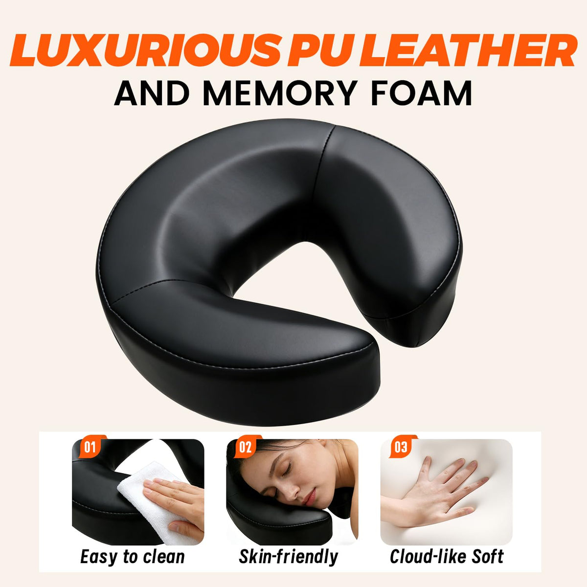 ErgoHolder memory foam face pillow offers soft support for relaxed sessions.