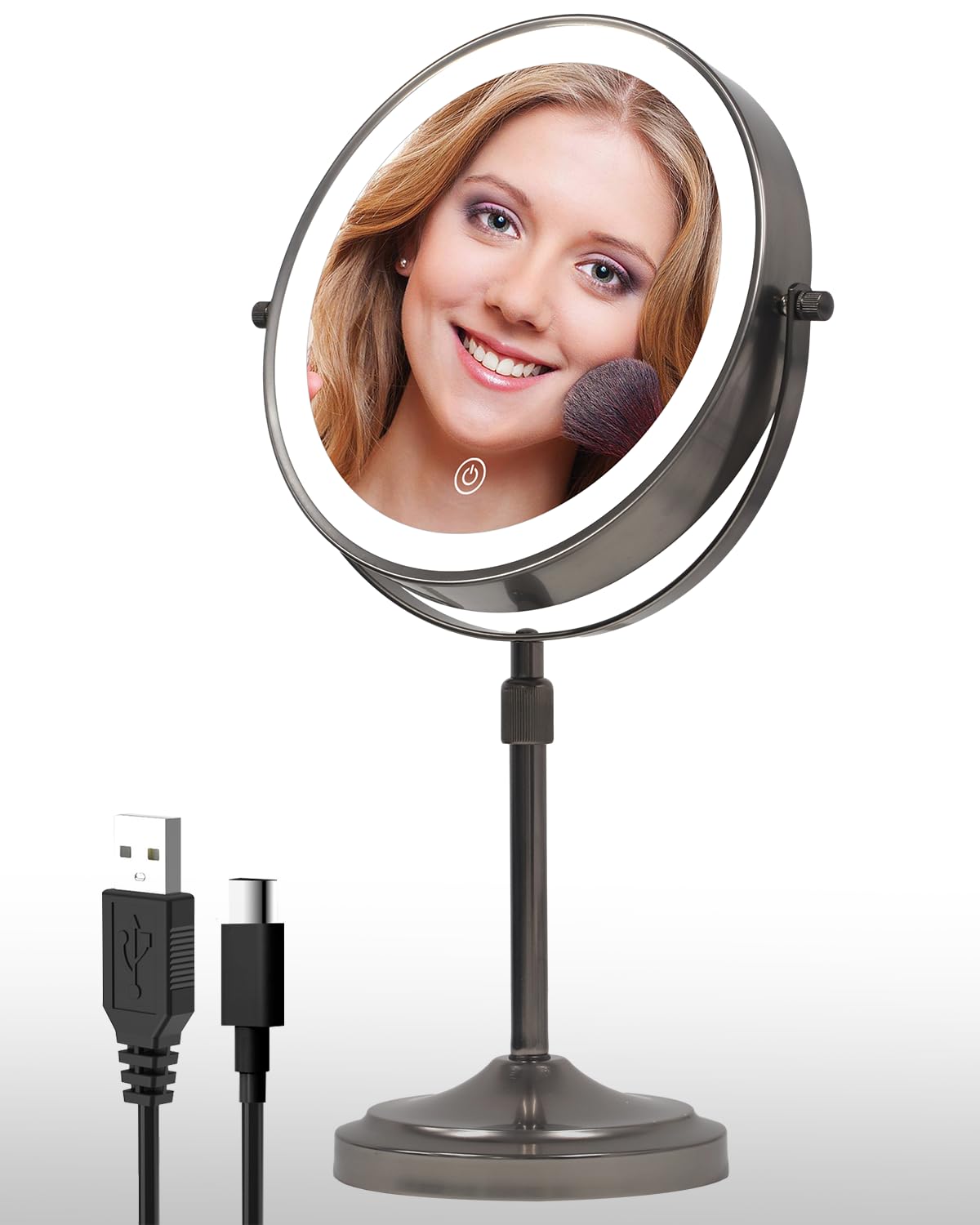 Erlingeryi lighted makeup mirror height adjustable for comfortable grooming at any desk.