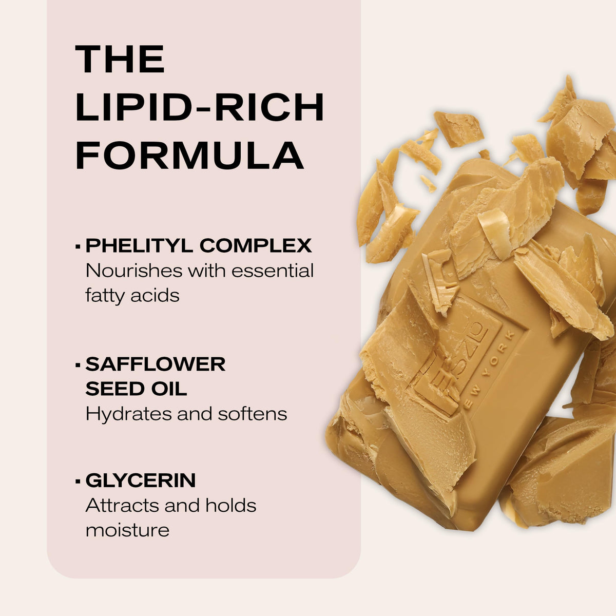 Erno Laszlo Phelityl Cleansing Bar massaged onto the face for a soft, balanced finish