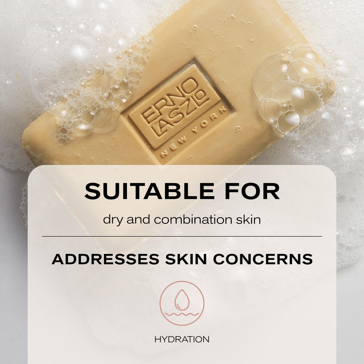 Erno Laszlo Phelityl Cleansing Bar on a bathroom shelf highlighting nourishing ingredients