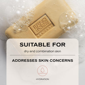 Erno Laszlo Phelityl Cleansing Bar on a bathroom shelf highlighting nourishing ingredients