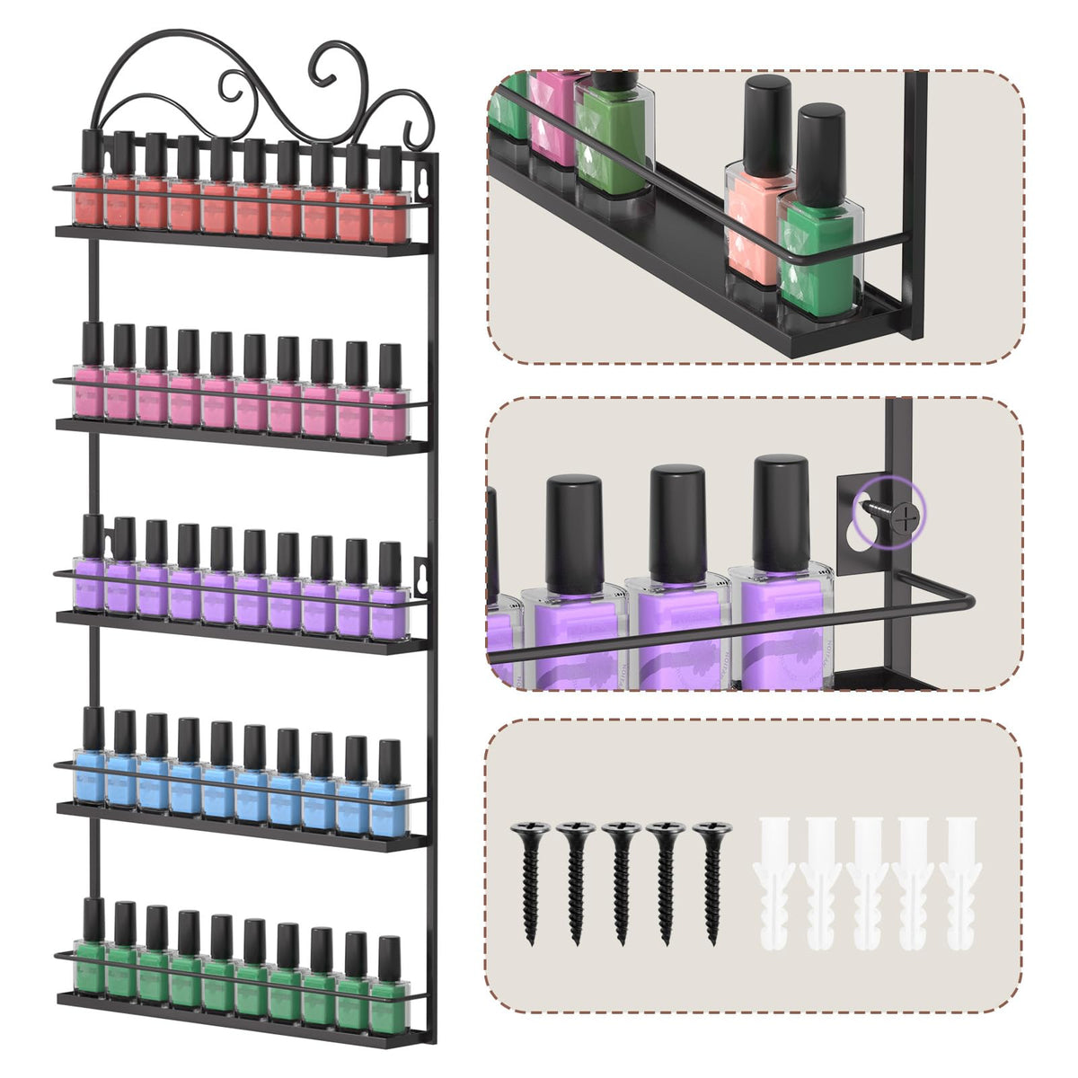 ERYTLLY black salon display rack showcases polishes in style