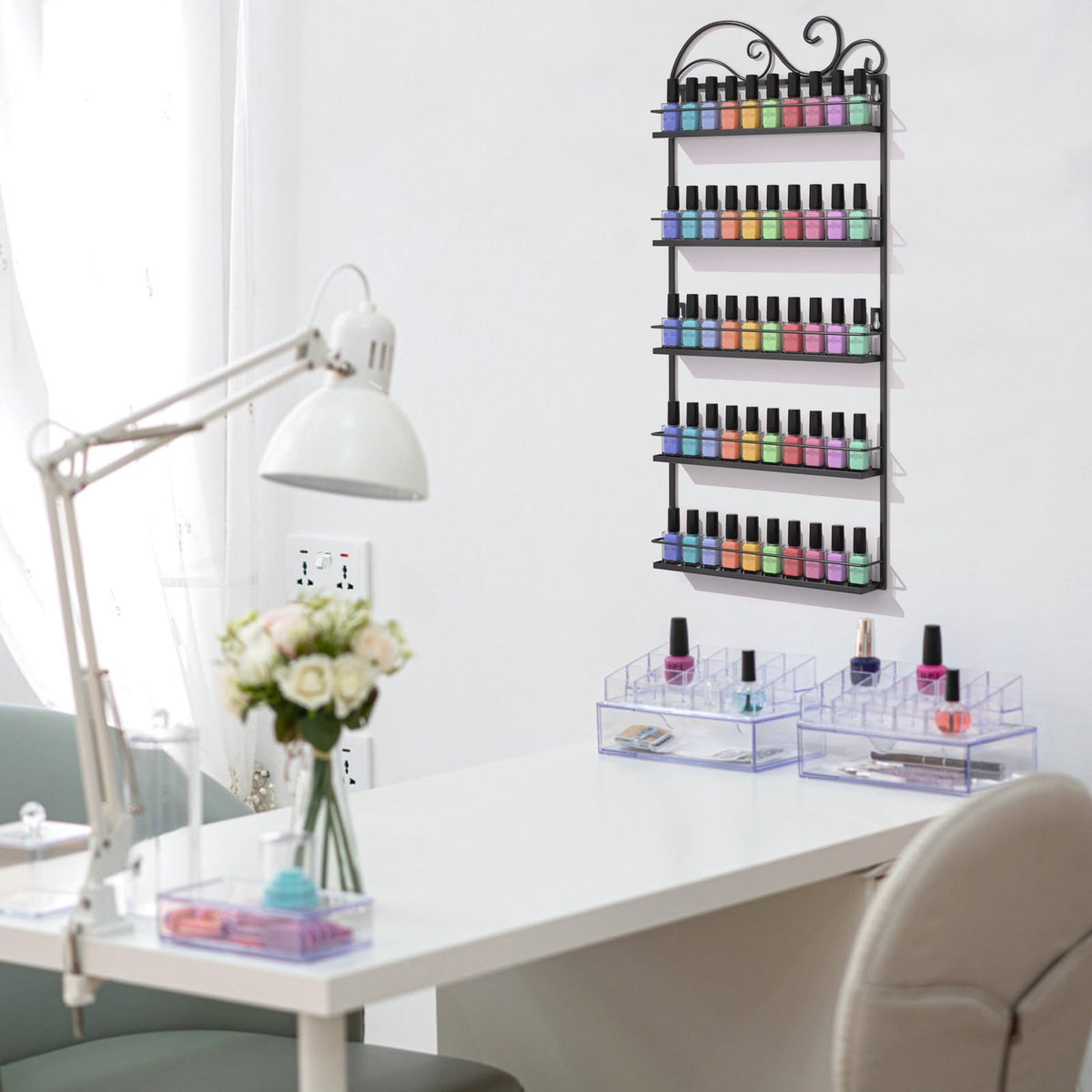 ERYTLLY easy install wall rack simplifies bathroom organization