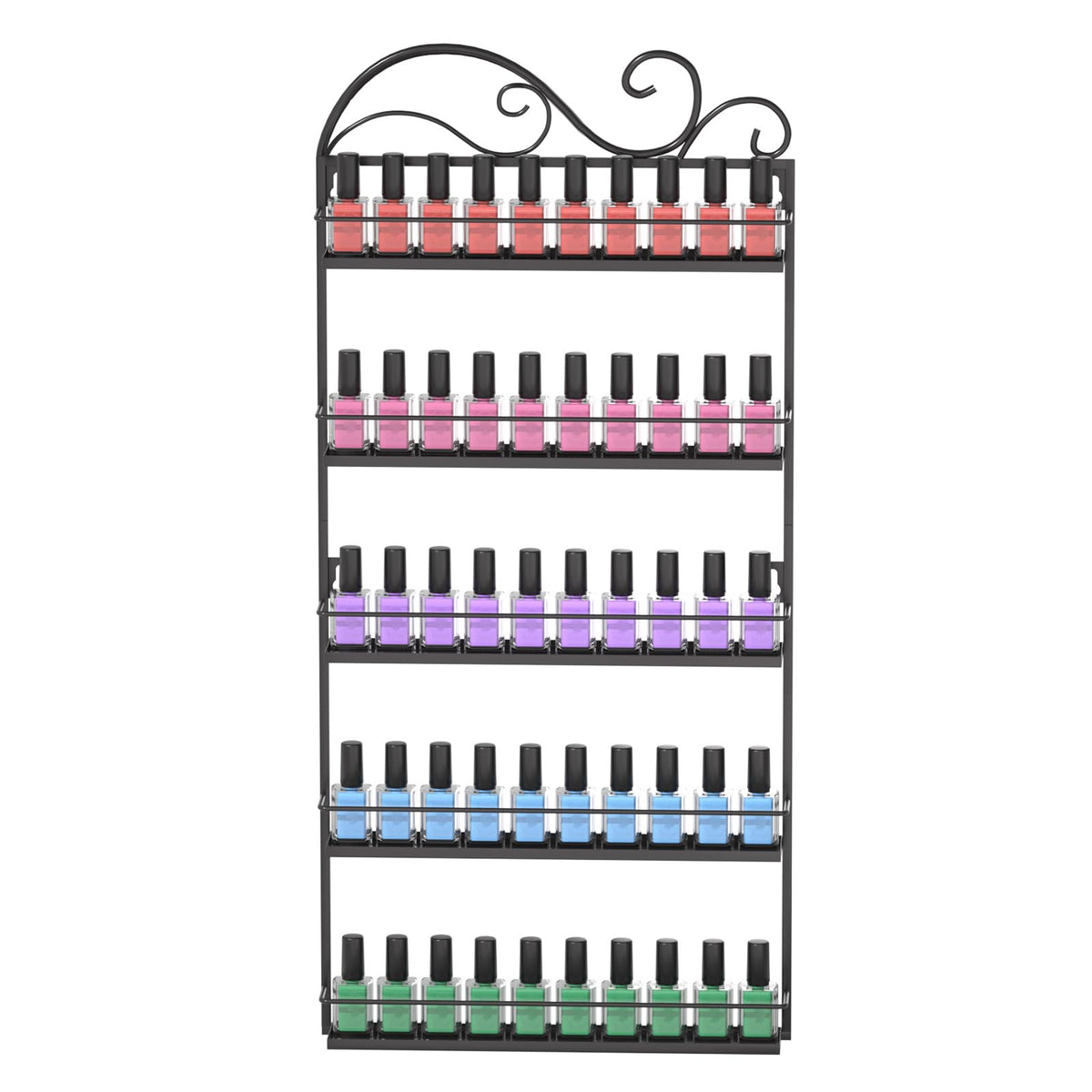ERYTLLY wall mounted rack with five shelves for organized polish display