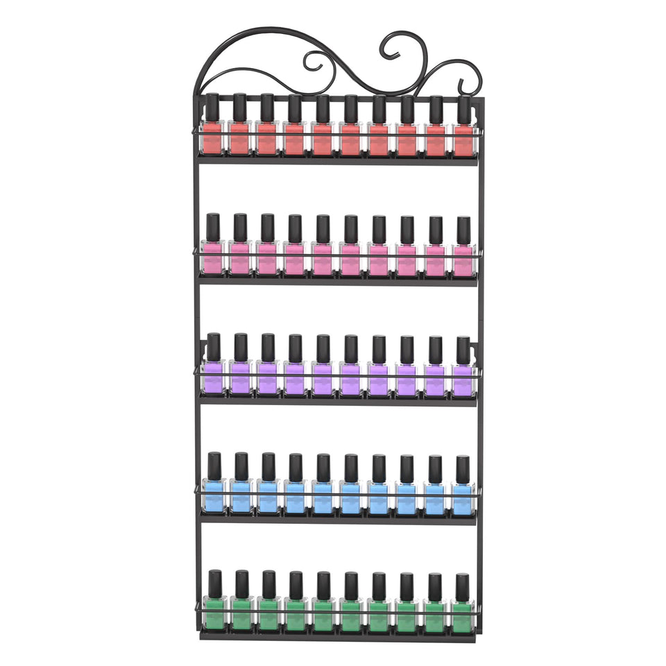 ERYTLLY wall mounted rack with five shelves for organized polish display