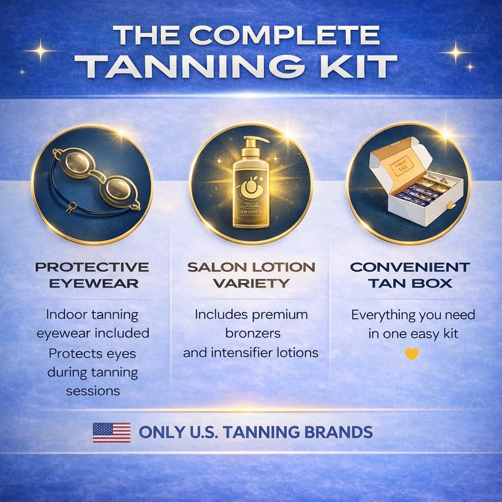 ES Global Brands tanning lotion packets collection highlighting varied formulas to test for personalized results.