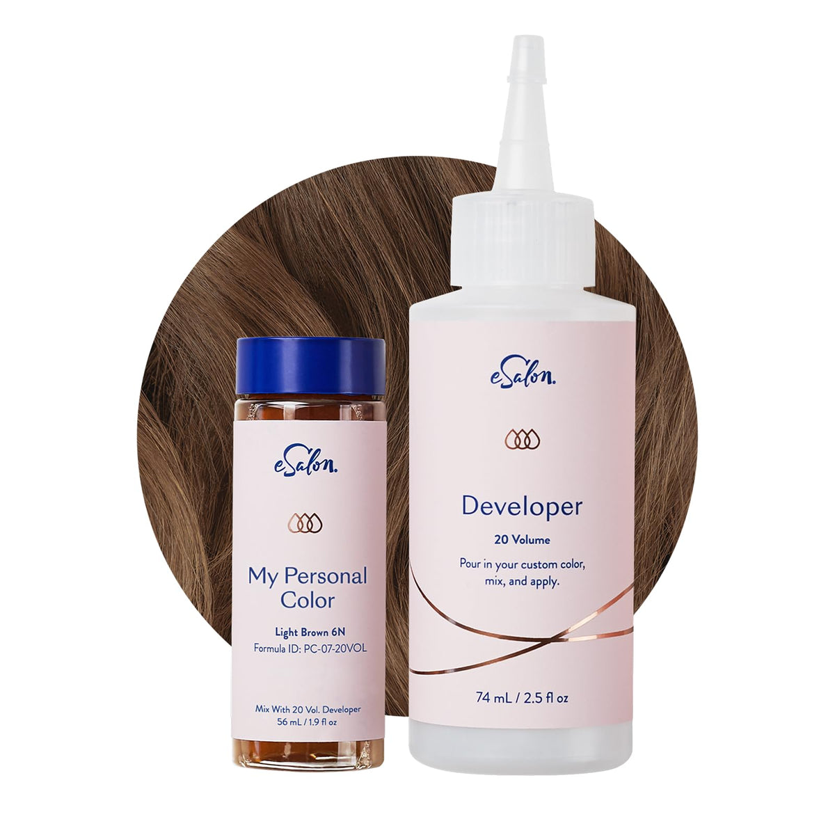 Esalon Light Brown Permanent Color Kit packaging for at-home salon color.