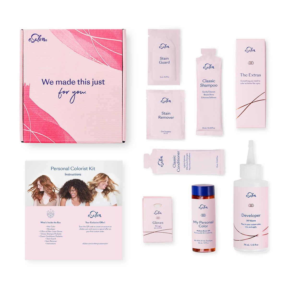 eSalon Personal Colorist Kit shampoo sachet cleanses while preserving color vibrancy