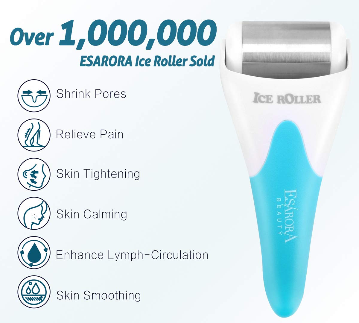 ESARORA Ice Roller used during a mask session to calm skin and refine pores