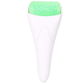 ESARORA Ice Roller on face to reduce puffiness and refresh skin.