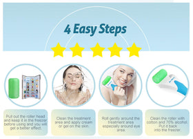 ESARORA Ice Roller around neck to address menopausal skin comfort