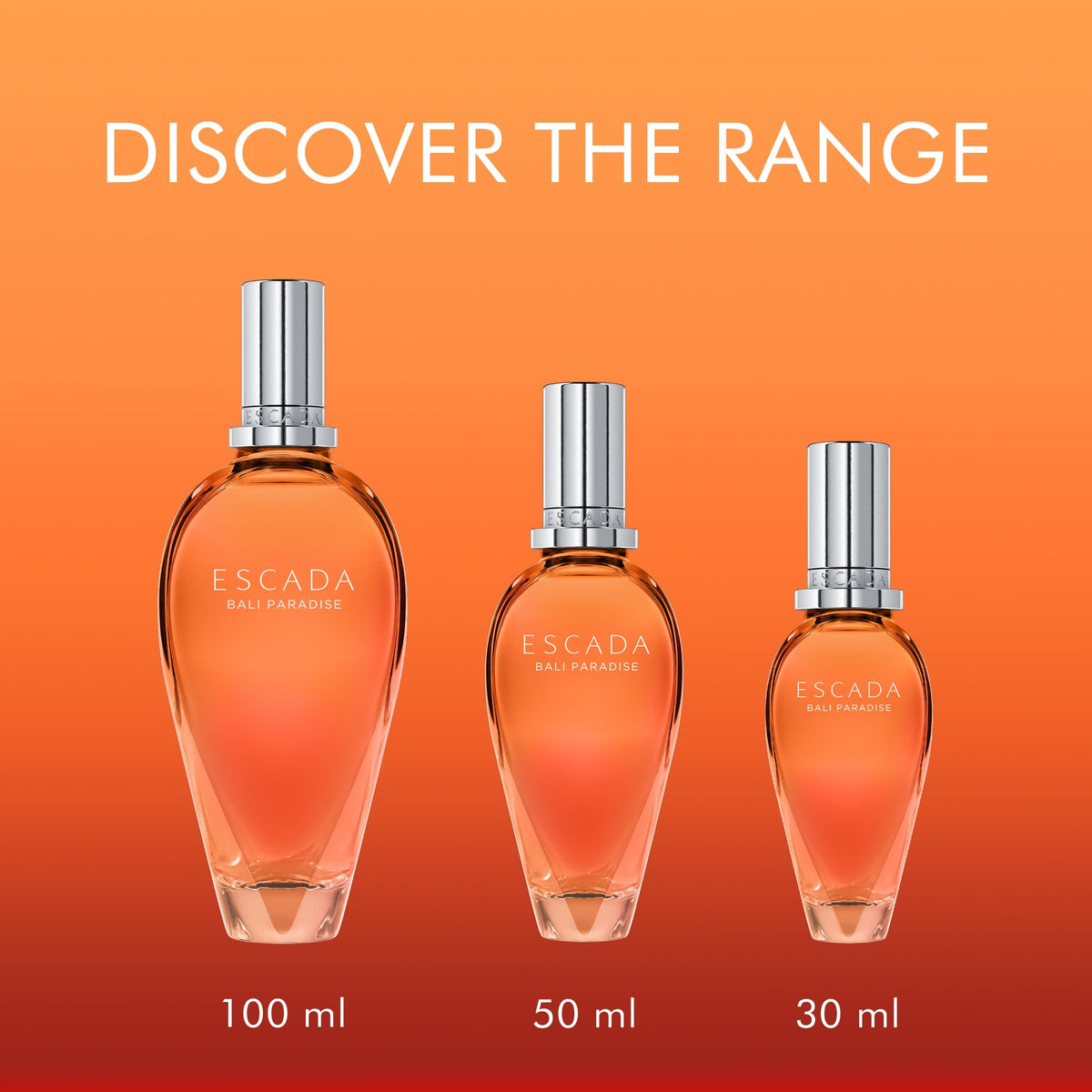 Escada Bali Paradise flacon closeup reveals the warm amber hue.