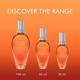 Escada Bali Paradise flacon closeup reveals the warm amber hue.