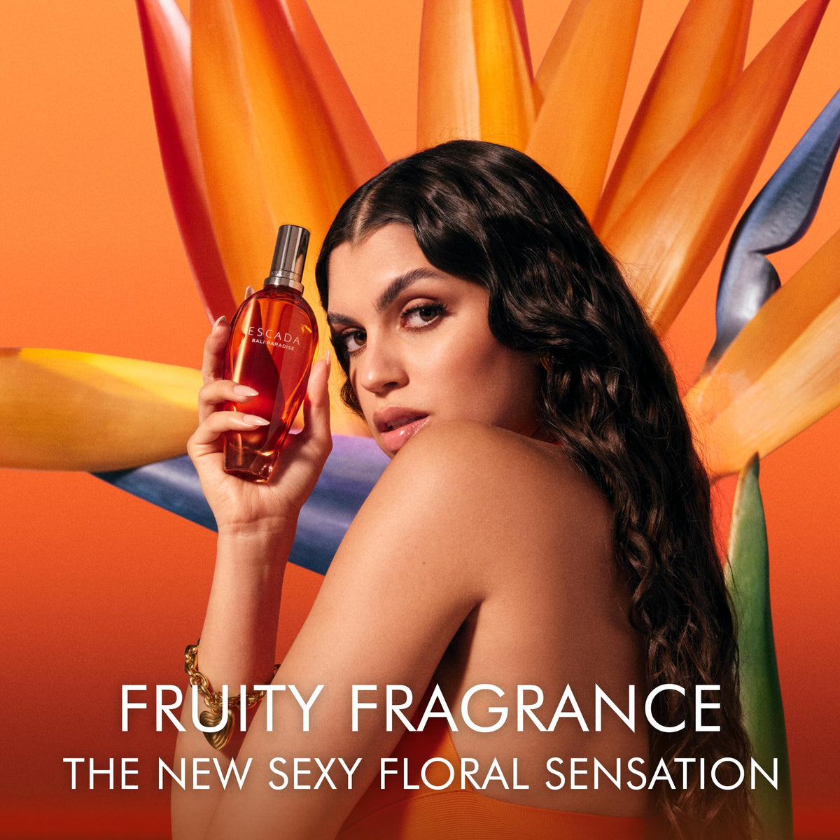 Escada Bali Paradise pattern on the box adds tropical charm.