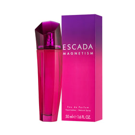 Escada Magnetism bottle closeup highlighting rose and vanilla notes