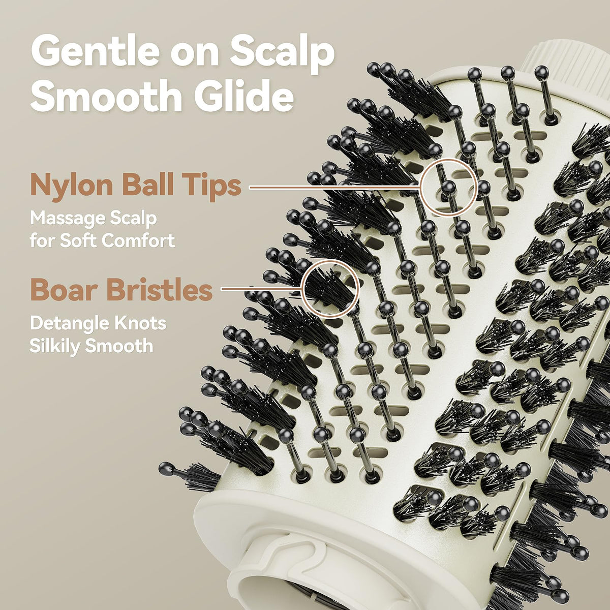 Esctabalt bristles close-up show nylon tips and boar mix.