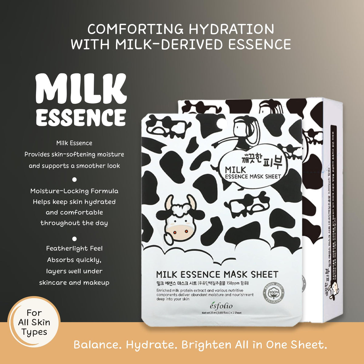 Esfolio Pure Skin Milk Essence application on hand demonstrating layering for refreshed skin.