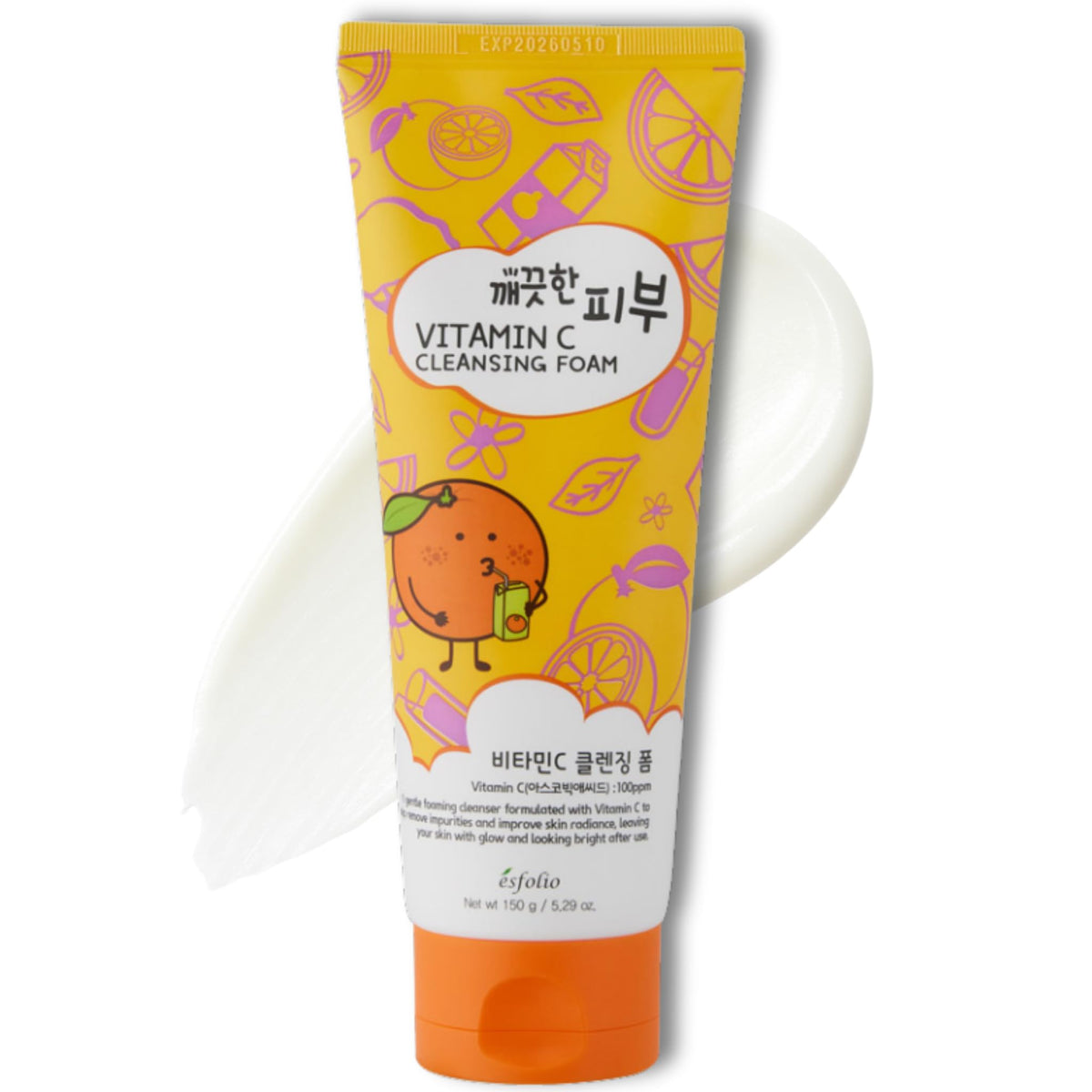 Esfolio Vitamin C Cleansing Foam bottle with creamy lather for daily refreshing cleanse.