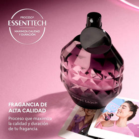 Close-up of Sweet Black cap showing premium bottle detail for refined style.