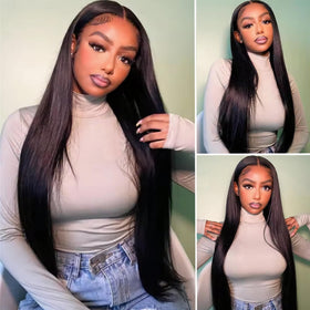 ESIWONHAIR straight lace front wig with 24 inch Brazilian virgin hair for a natural look