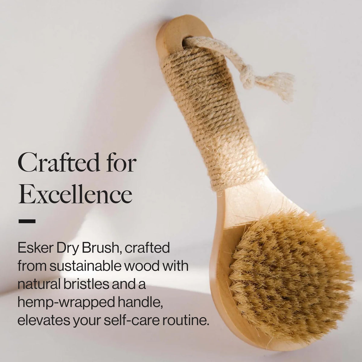 ESKER dry brush with natural bristles for gentle exfoliation