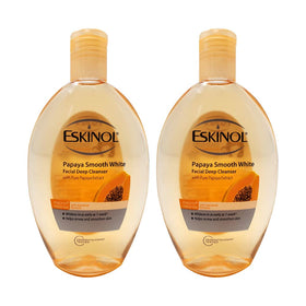 Eskinol Naturals Papaya facial cleanser bottle 225ml two-pack for daily refresh.