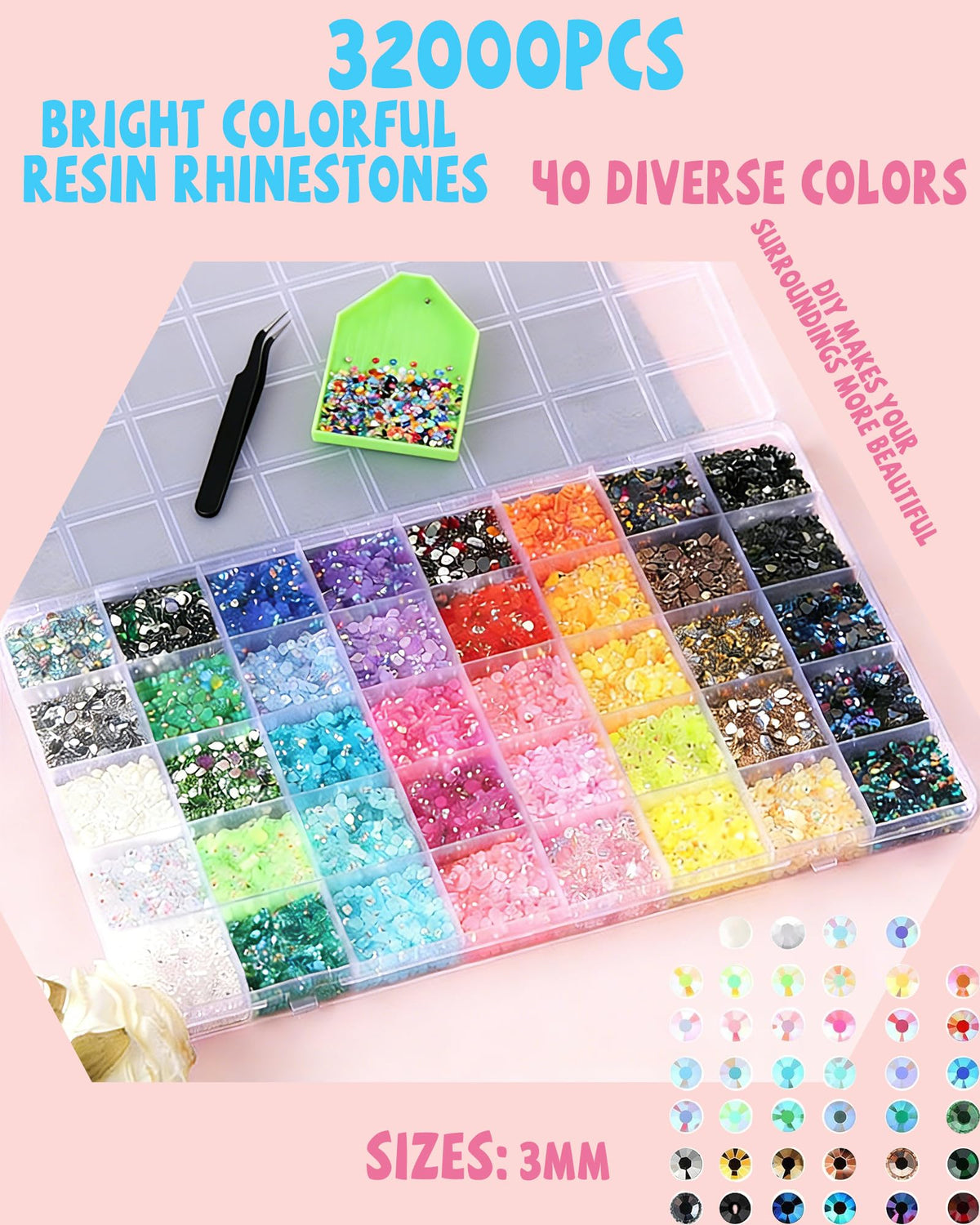 EsmeeSis precision tweezers and dotting pens for precise rhinestone placement.