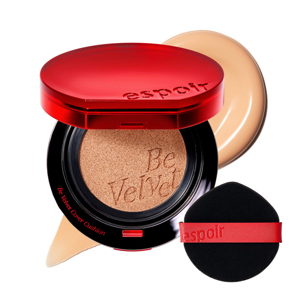 Espoir Be Velvet Cushion Foundation compact with satin finish shown for all-day wear