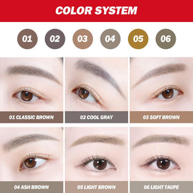 Espoir Brow Balance Pencil 2 Cool Gray demonstrates a wide flat surface for fuller brow fill.
