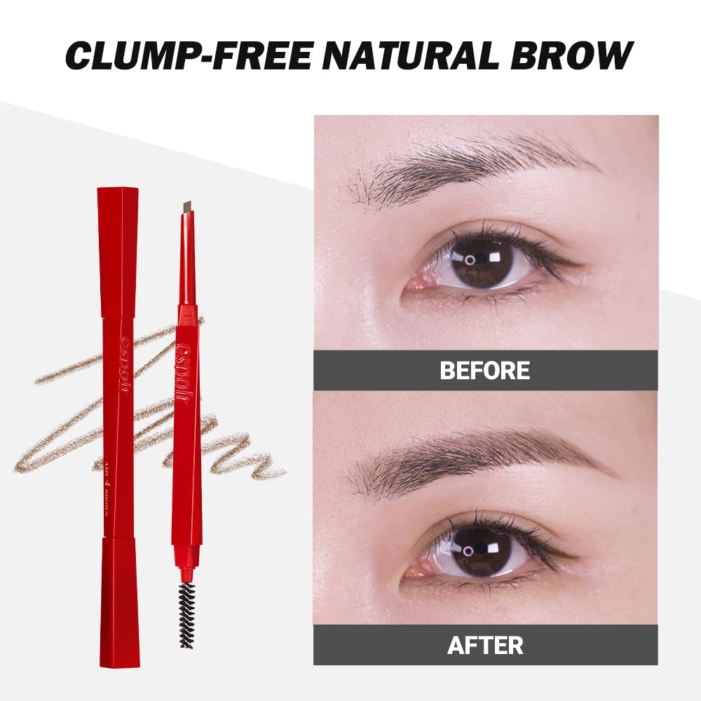 Espoir Brow Balance Pencil includes a pointed edge and brush for rich texture.