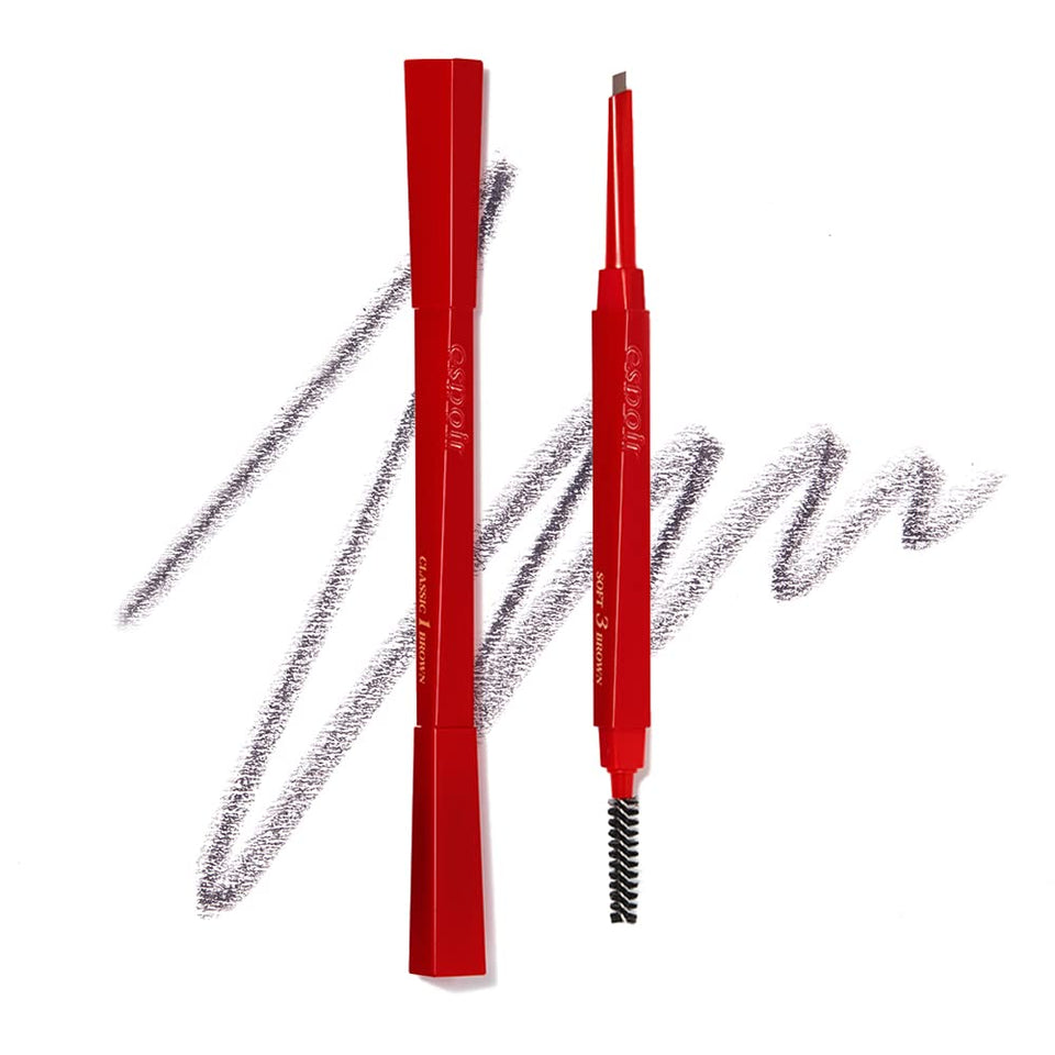 Espoir Brow Balance Pencil's triangular shape enables precise brow lines and natural texture.
