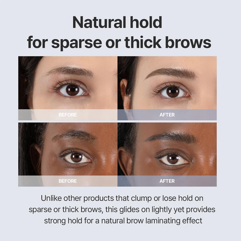 Espoir Brow Gel layers smoothly with pencils for added depth.