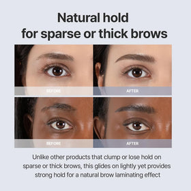 Espoir Brow Gel layers smoothly with pencils for added depth.