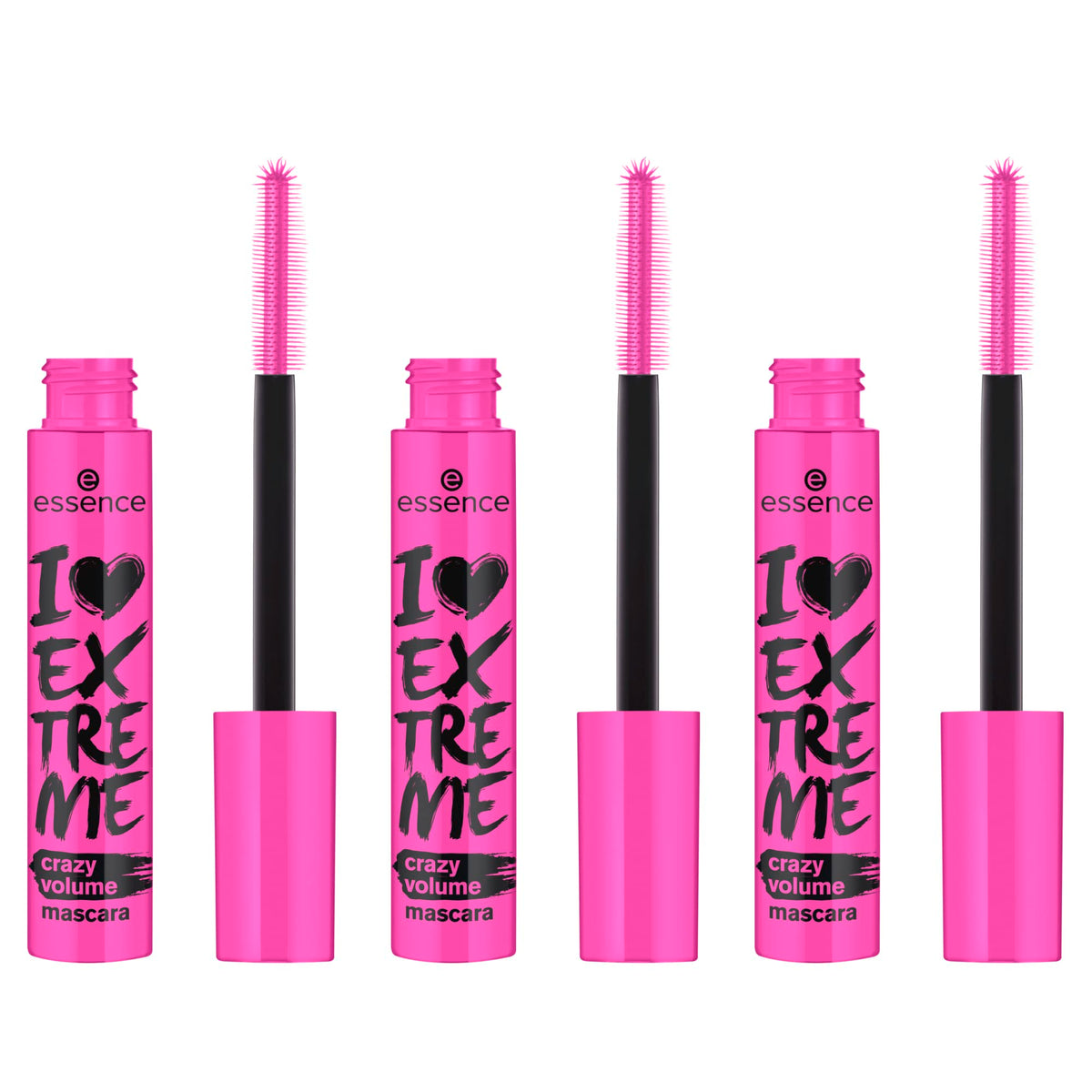 essence I Love Extreme Crazy Volume Mascara closeup brush for precise, dramatic lashes.