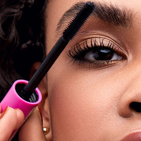 essence I Love Extreme Crazy Volume Mascara dense lash look with multiple coats.