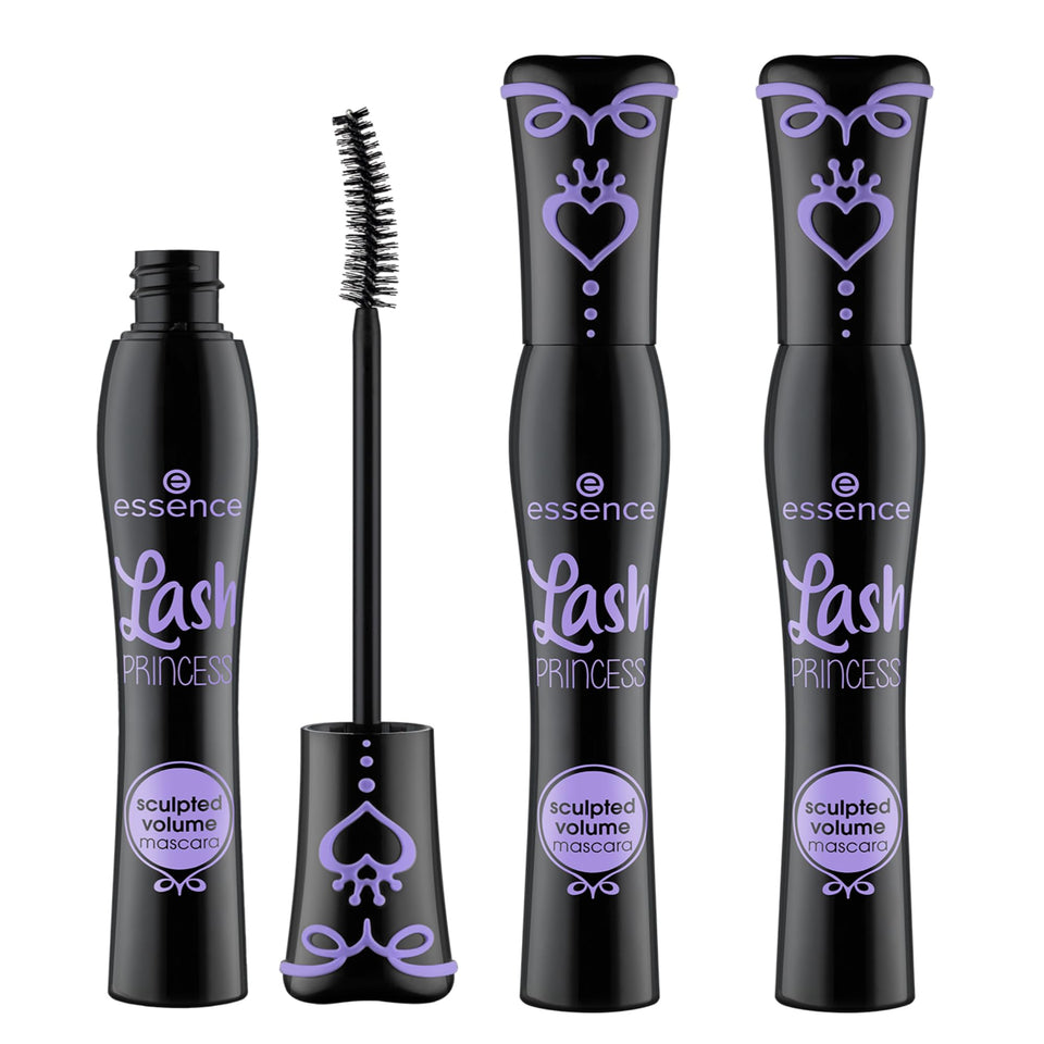 Essence Lash Princess Sculpted Volume Mascara packshot showing a convenient 3-pack option.