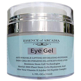 Container of Essence Of Arcadia Eye Gel opened for easy, smooth application.